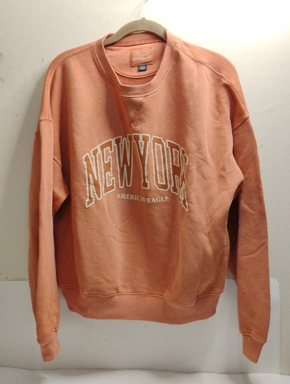 American Eagle Women's Peach Coral Crew Neck Sweatshirt Size Medium